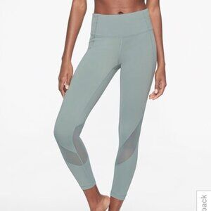 ATHLETA Eclipse 7/8 Legging Seafoam Green Mesh Accent Panel Active Pant Stretch
